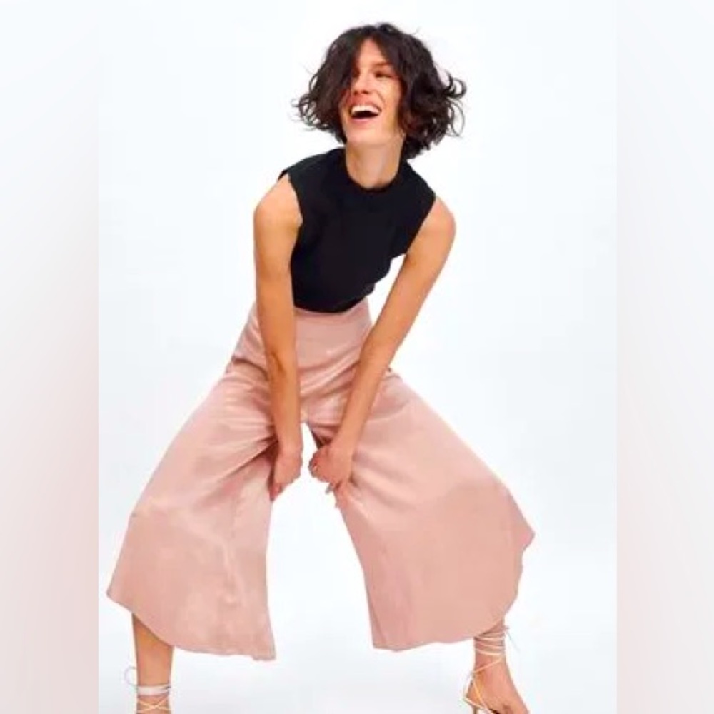 ZARA Flowy Satin‎ Rosè Pants size S